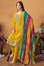 Monjolika Fashion Faux Georgette Embroidered Trendy Salwar Suit In Mustard - Distacart