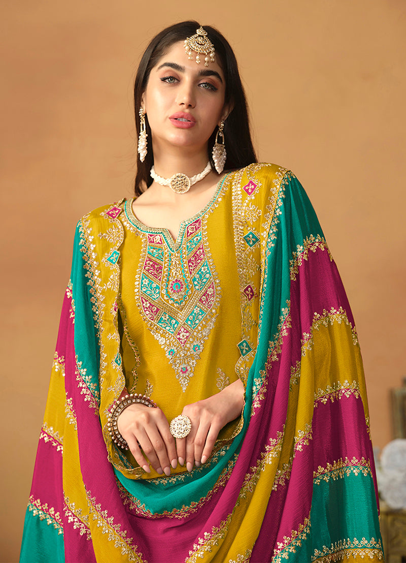 Monjolika Fashion Faux Georgette Embroidered Trendy Salwar Suit In Mustard - Distacart