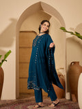 Joban Fashion Teal Silk Embroidery Readymade Kurta Set - Distacart