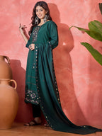 Joban Fashion Green Silk Embroidery Readymade Kurta Set - Distacart