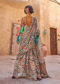Monjolika Fashion Stunning Light Grey Colour Printed Tissue Designer Saree