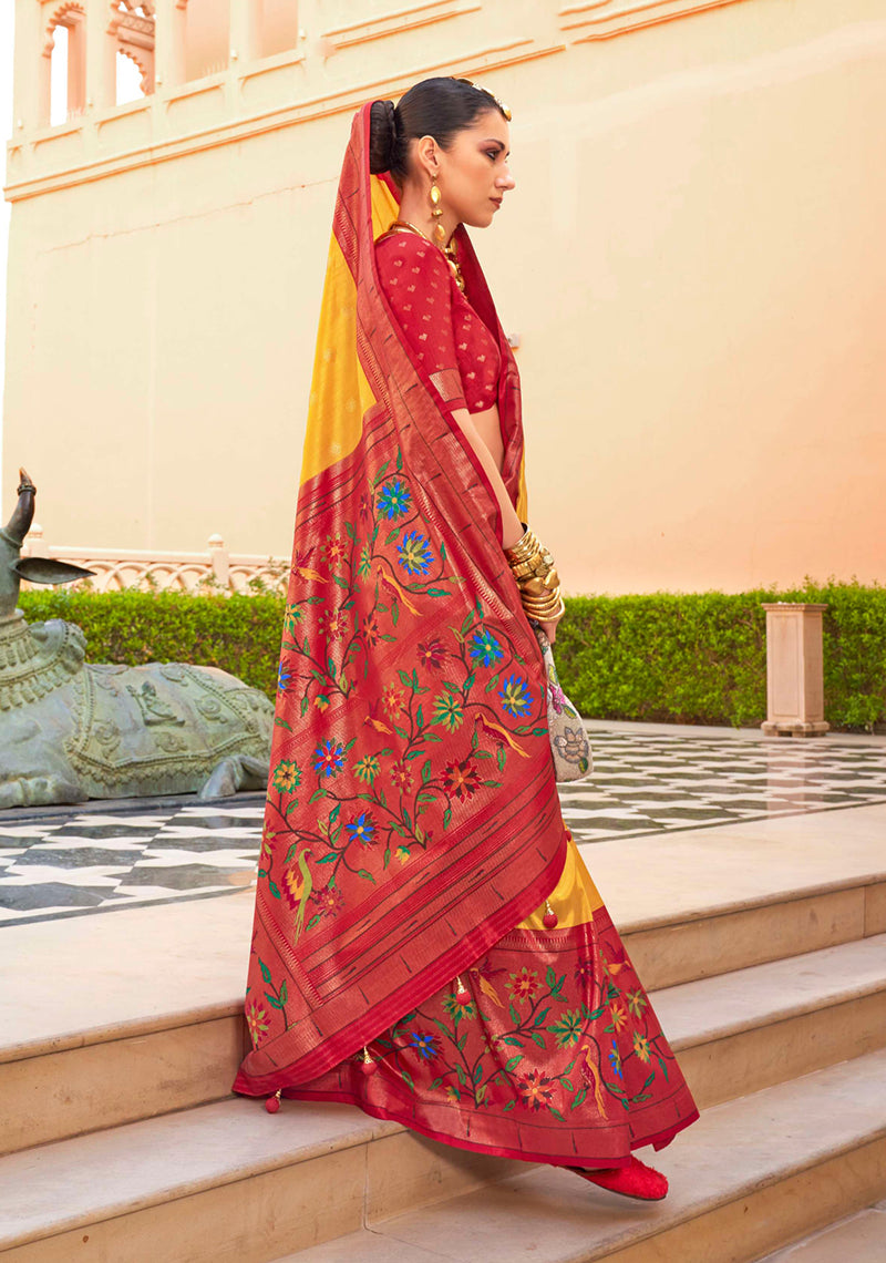 Monjolika Fashion Mustard Colour Soft Silk Sarees With Traditional Motifs - Distacart