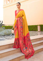 Monjolika Fashion Mustard Colour Soft Silk Sarees With Traditional Motifs - Distacart