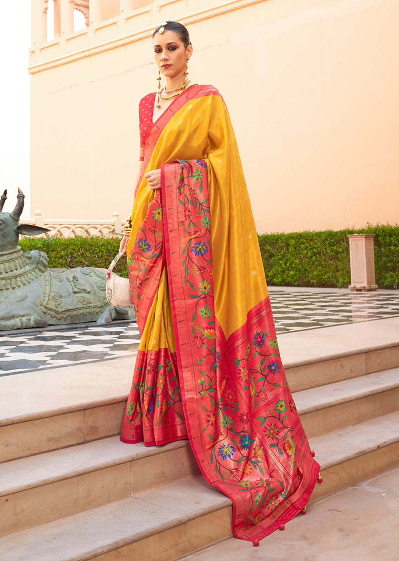 Monjolika Fashion Mustard Colour Soft Silk Sarees With Traditional Motifs - Distacart