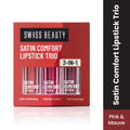 Swiss Beauty Satin Comfort Lipstick Trio 3-In-1 Combo - Pink And Mauve