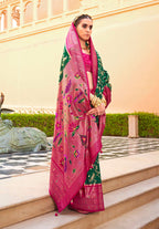 Monjolika Fashion Dark Green Colour Soft Silk Sarees With Traditional Motifs - Distacart