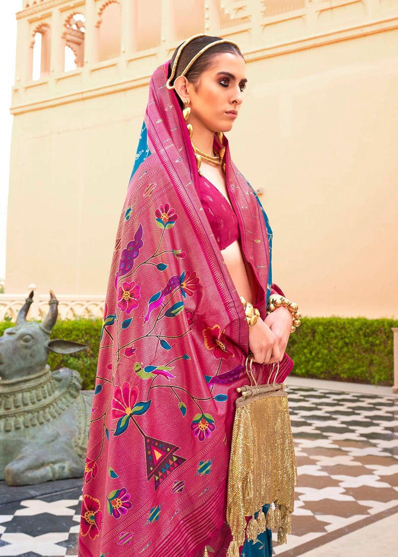 Monjolika Fashion Blue Colour Soft Silk Sarees With Traditional Motifs - Distacart