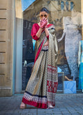 Monjolika Fashion Light Brown Colour Satin Silk Printed Lightwear Saree For Women - Distacart