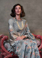 Monjolika Fashion Slate Grey Colour Mulmul Cotton Printed Lightwear Saree - Distacart