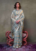 Monjolika Fashion Slate Grey Colour Mulmul Cotton Printed Lightwear Saree - Distacart