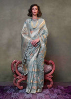 Monjolika Fashion Slate Grey Colour Mulmul Cotton Printed Lightwear Saree - Distacart