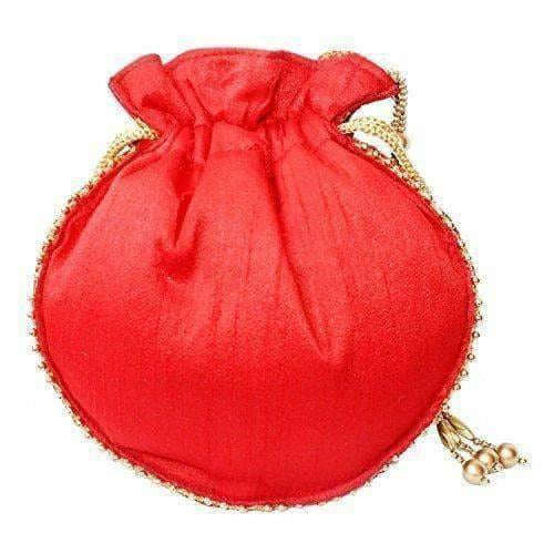 Ethnic Clutch Silk Potli Batwa Pouch Bag with Metal Bead work Gift For Women - Distacart