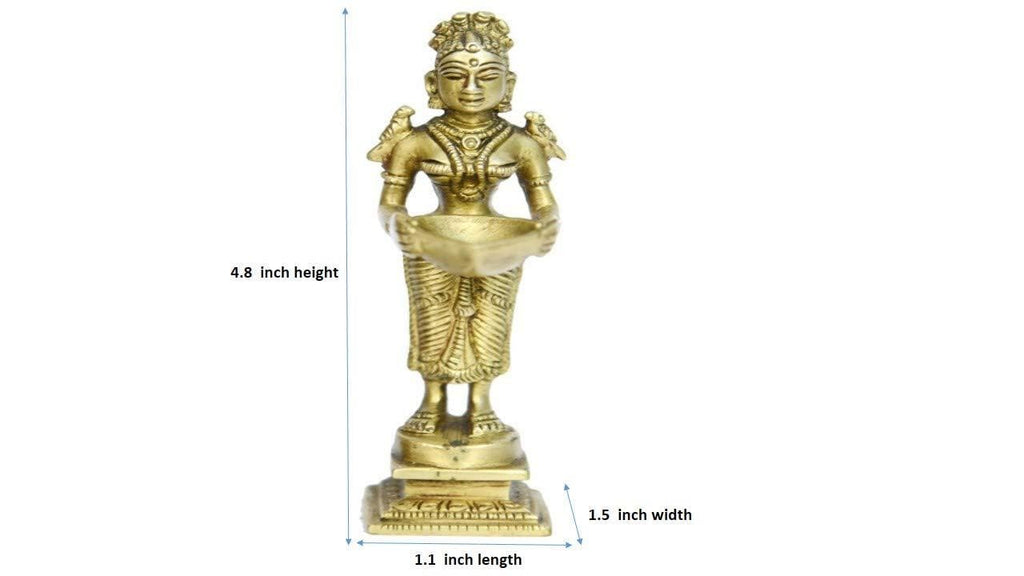 Oil Lamp Deep Lady Brass Collectible Handicraft Small Art