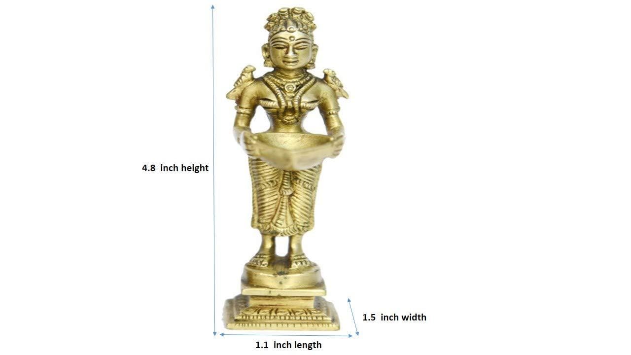 Oil Lamp Deep Lady Brass Collectible Handicraft Small Art