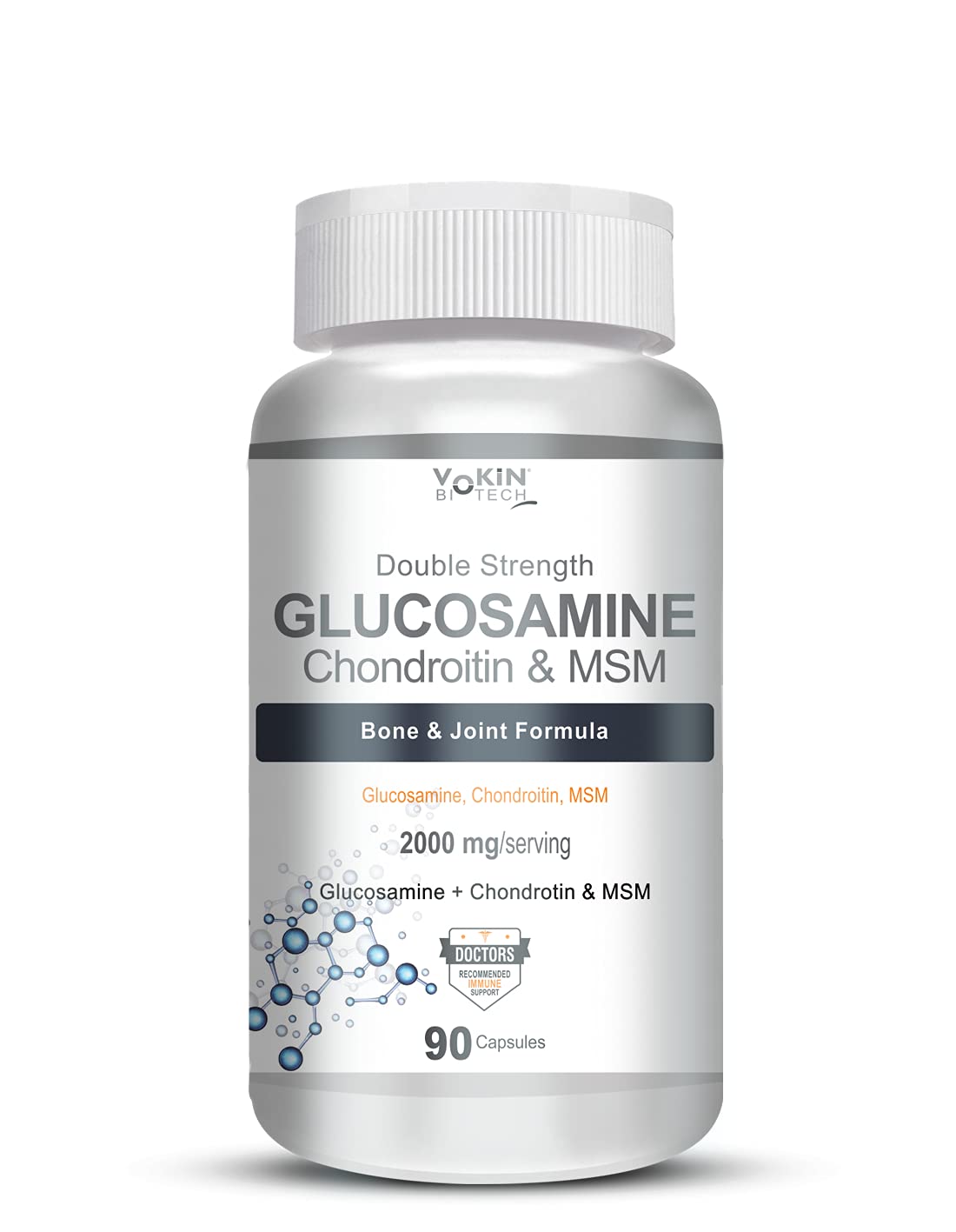 Vokin Biotech Glucosamine 1000mg, MSM 500mg & Chondroitin 500mg Support Joint Pain & Joint Strength (Glucosamine)