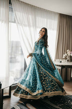 Jyoti Fashion Bottle Green Cording & Sequence Embroidery Velvet Lehenga Choli with Dupatta