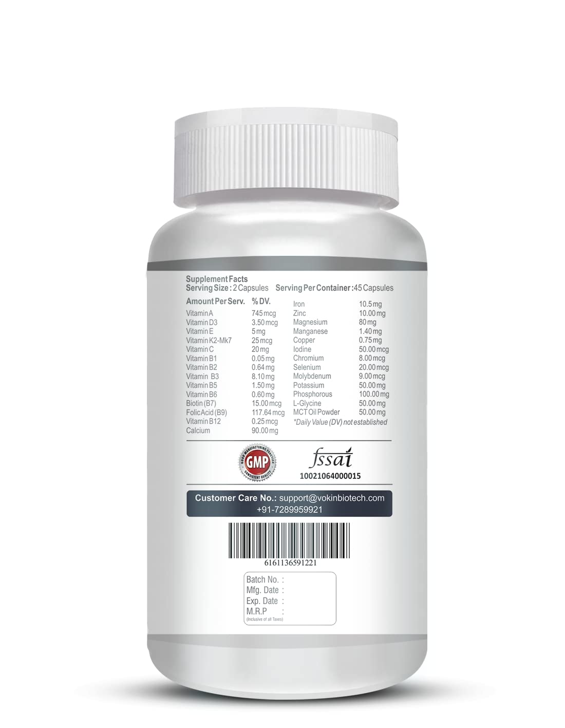 Vokin biotech Women - Multi-Vit Daily - 13 Vitamins & 10 Minerals -Support Boost Energy & Vitality- 767mg Capsules
