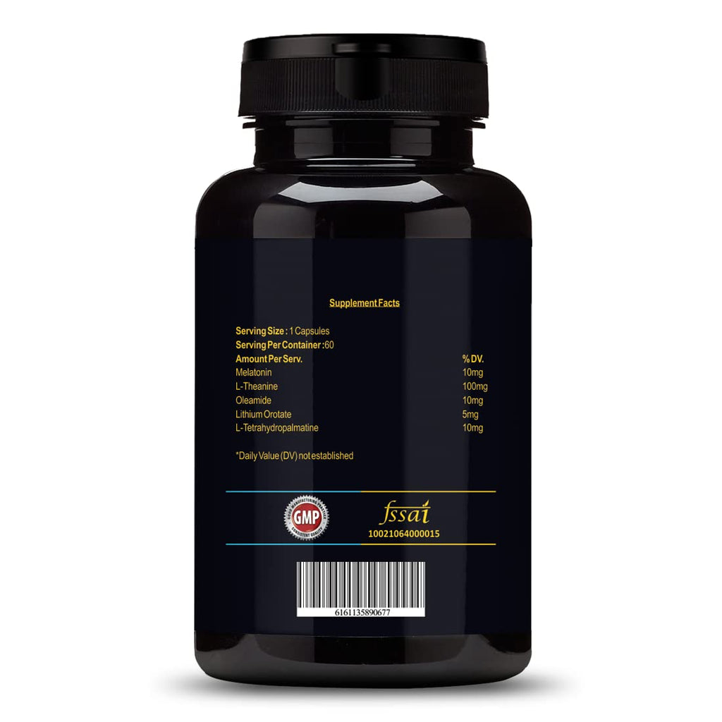 Vokin Biotech Insomnix 60 Capsules with Melatonin 10mg & L-Theanine 100mg Healthy Sleep Cycle | Helps Stress & Anxiety Relief | Improve Concentration