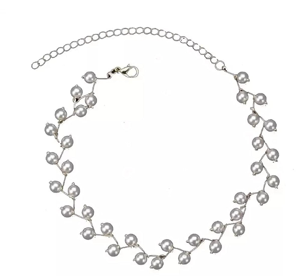 Silver-Toned Alloy Denty Look Pearl Necklace - The Pari