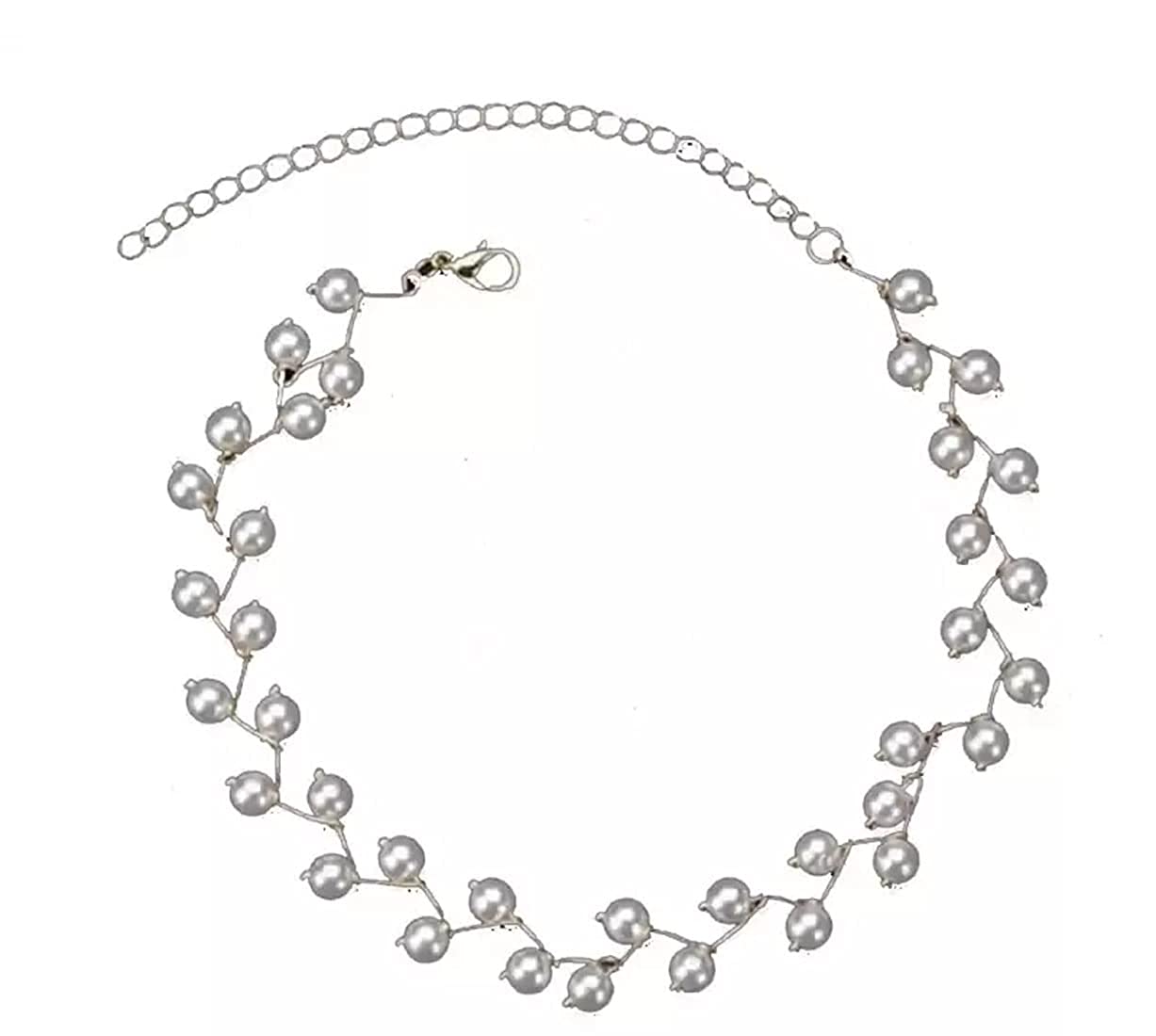 Silver-Toned Alloy Denty Look Pearl Necklace - The Pari
