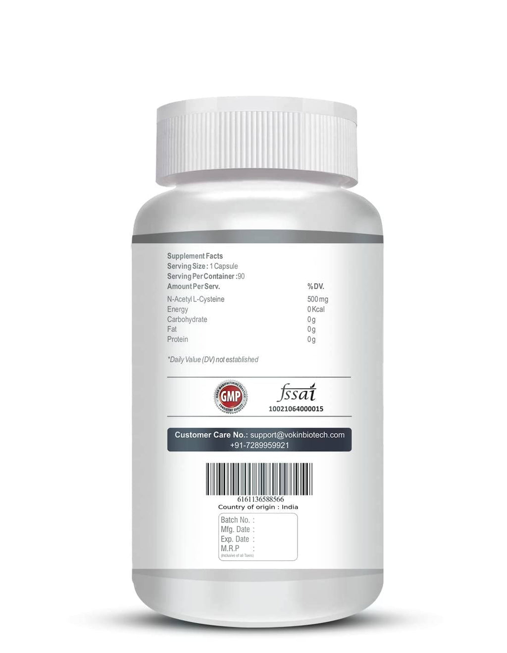 Vokin Biotech N-Acetyl L-Cysteine (NAC) – Supports Healthy Respiratory Function- 500mg