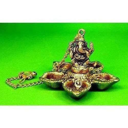 Hanging Ganesh - Handcrafted Golden Polished Brass