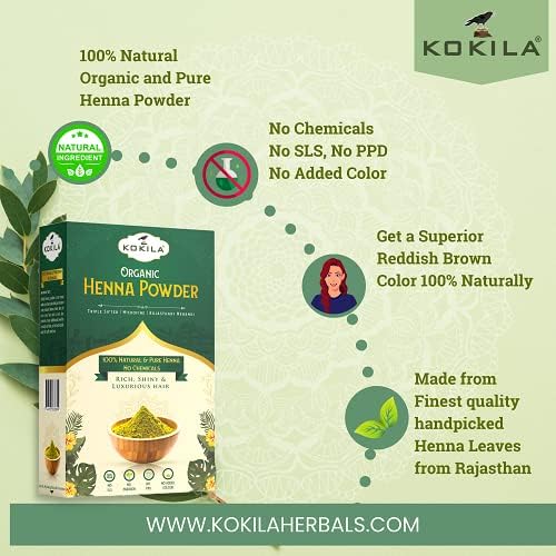 Kokila 100% Natural Organic Henna Leaves Powder For Natural Hair Color