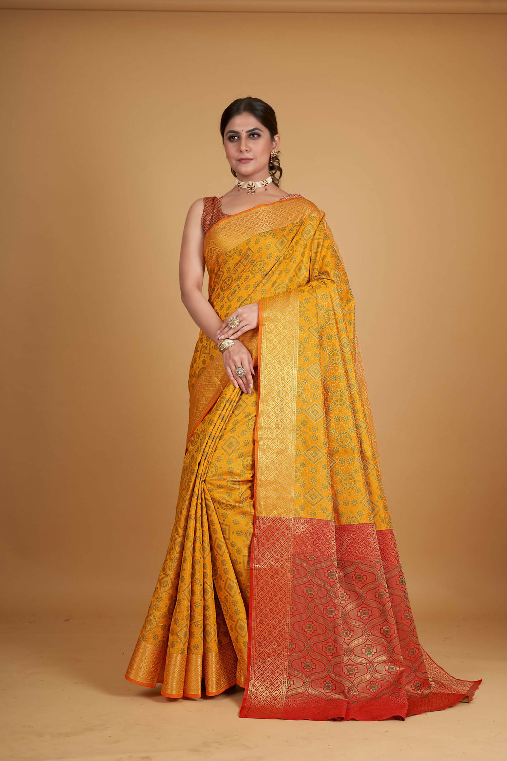 Mustard Silk Woven Design Saree With Unstitched Blouse Piece - Akshita
