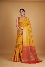 Mustard Silk Woven Design Saree With Unstitched Blouse Piece - Akshita