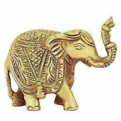 Brass Trunk up Elephant Statues Set of 2 - Showpiece Statue