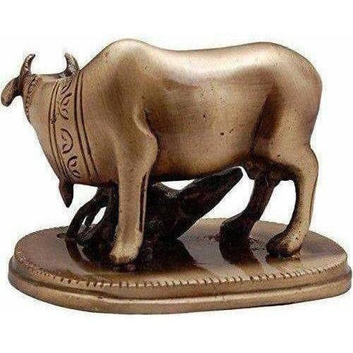 Kamdhenu Cow & Calf Brass Showpiece