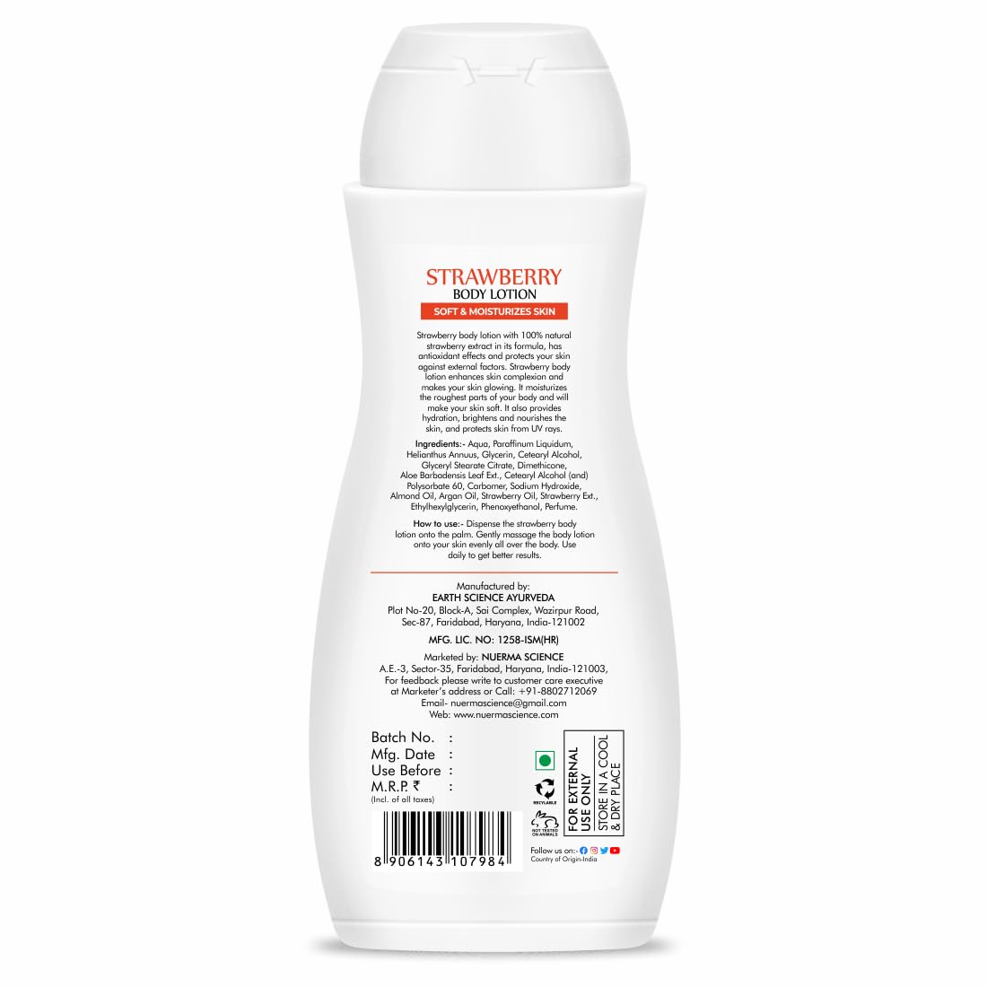 Nuerma Science Strawberry Body Lotion for Deep Skin Hydration & Moisturization