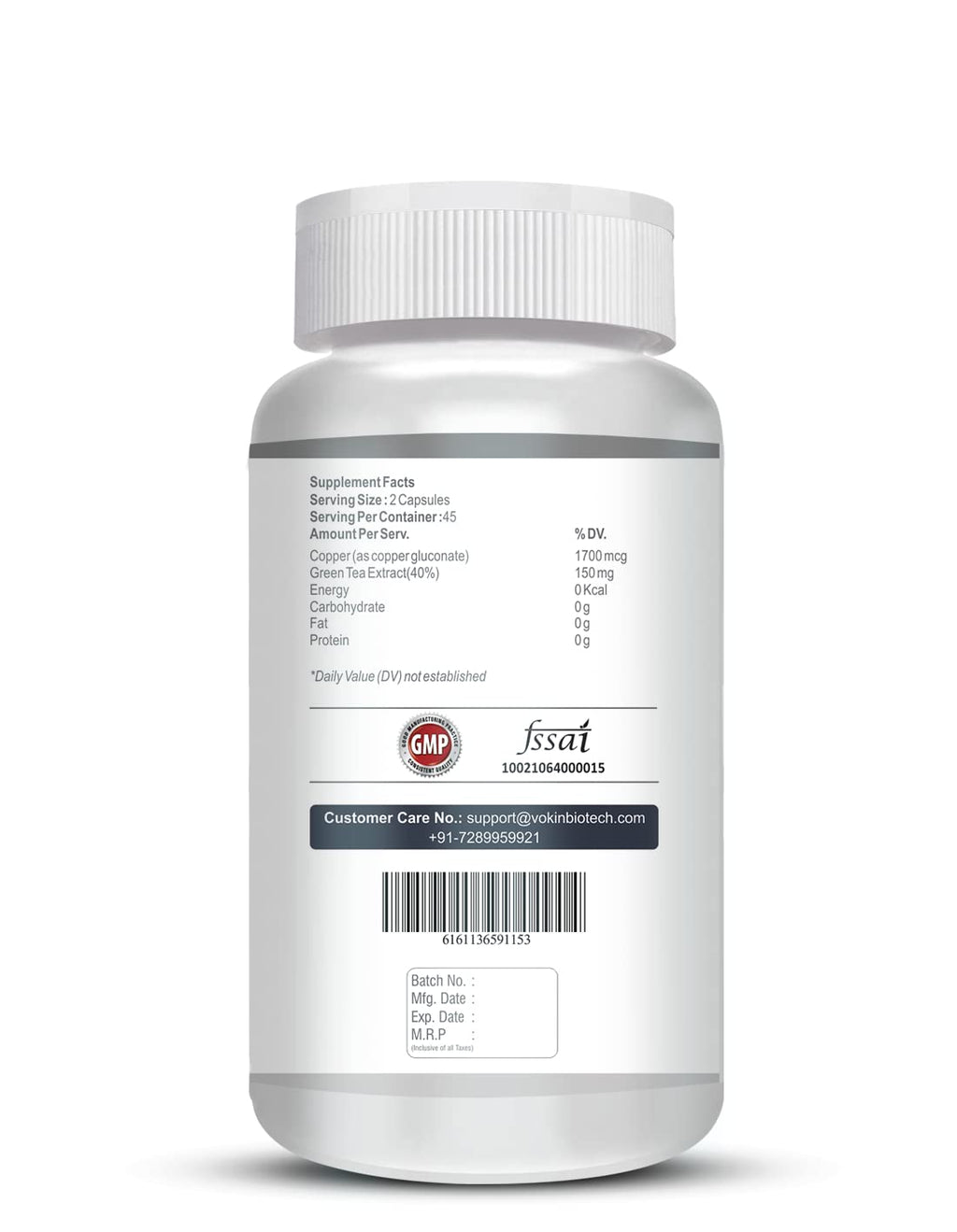 Vokin Biotech Chelated Copper Gluconate – Support Connective Tissues –1700mcg