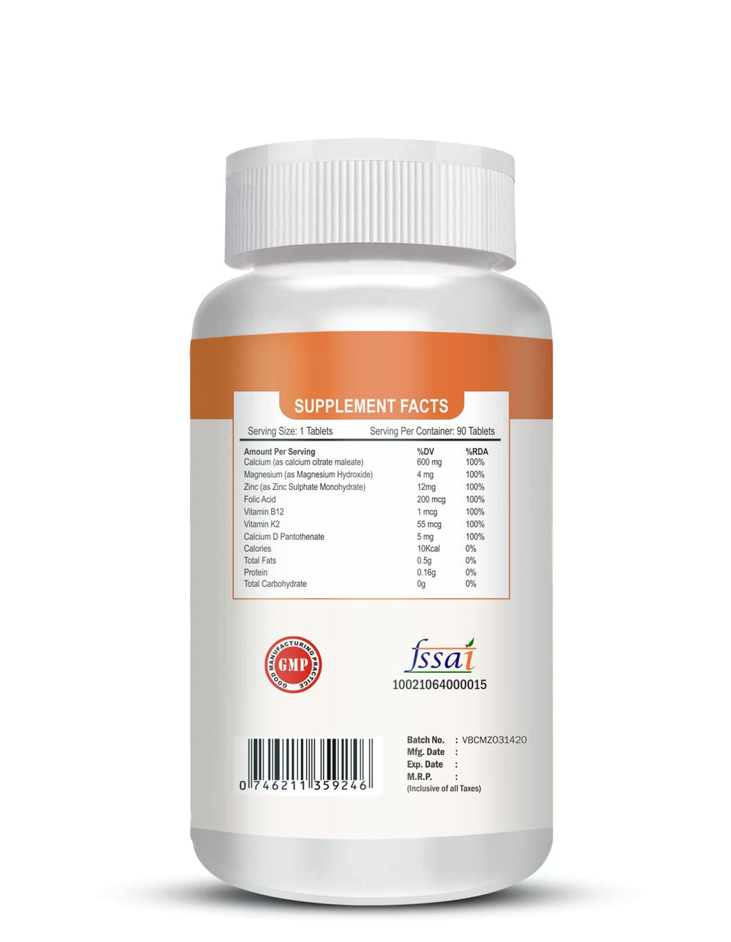 Vokin Biotech Calcium, Magnesium, Zinc, D3 & B12-Tablets