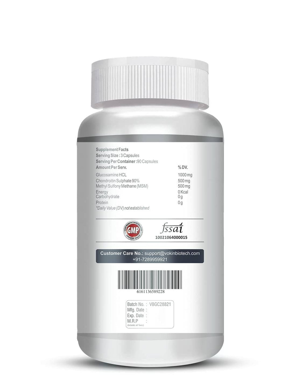 Vokin Biotech Glucosamine 1000mg, MSM 500mg & Chondroitin 500mg Support Joint Pain & Joint Strength (Glucosamine)