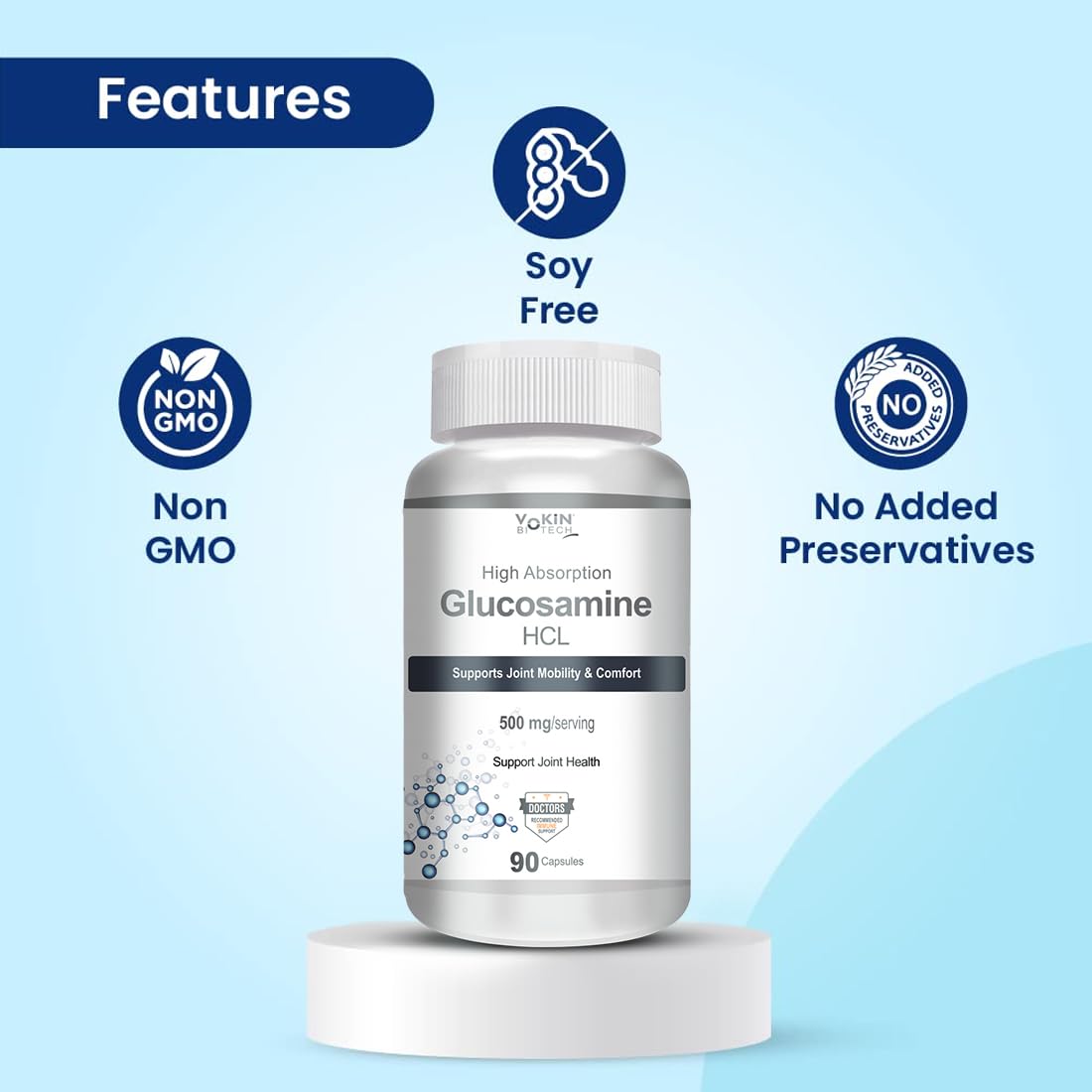 Vokin Biotech Glucosamine HCL Supplement Supports Joint Health -500mg