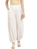 Juniper Women's White Solid Cotton Flex Dhoti Style Pants