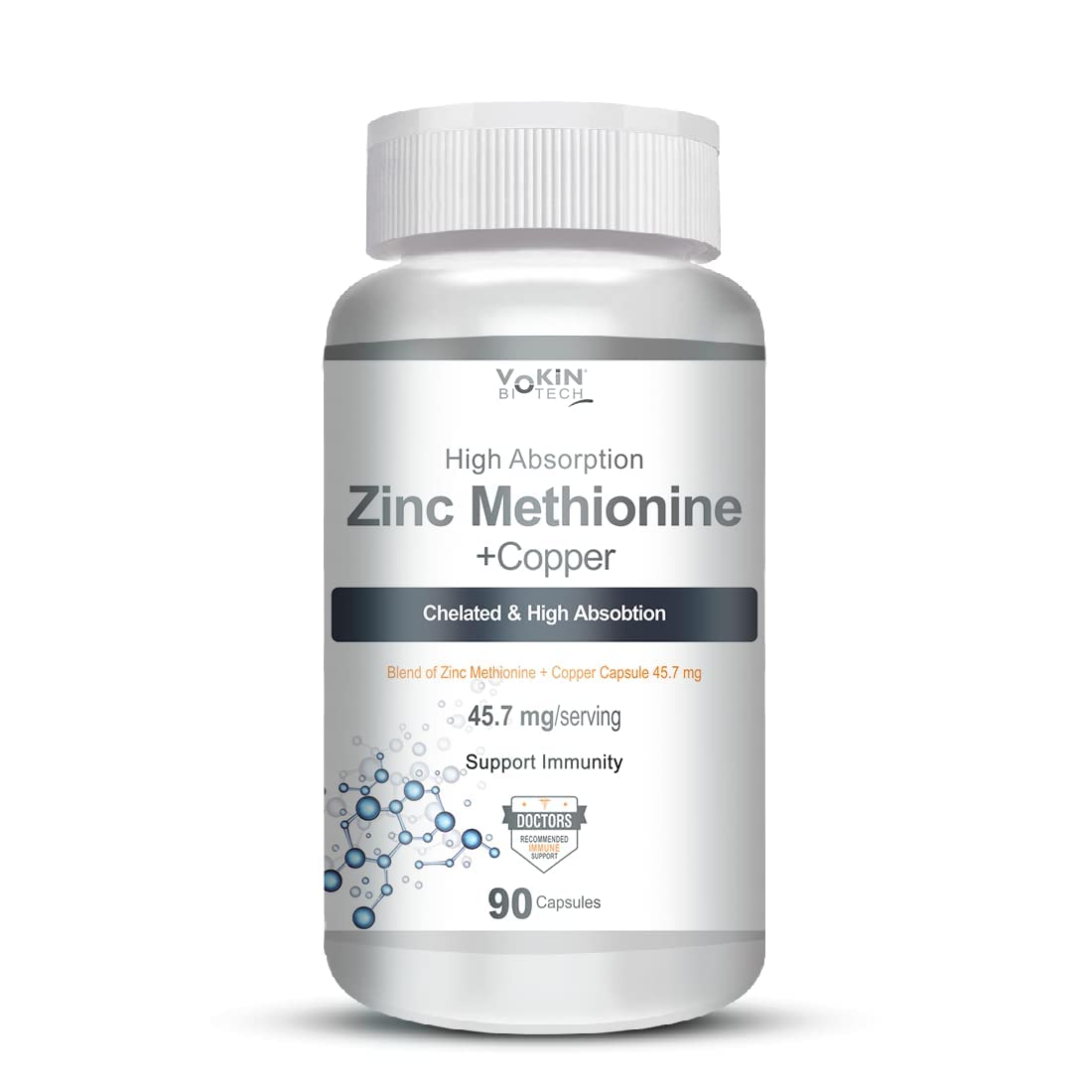 Vokin Biotech Zinc Methionine Plus Copper, Supports Immunity Capsules