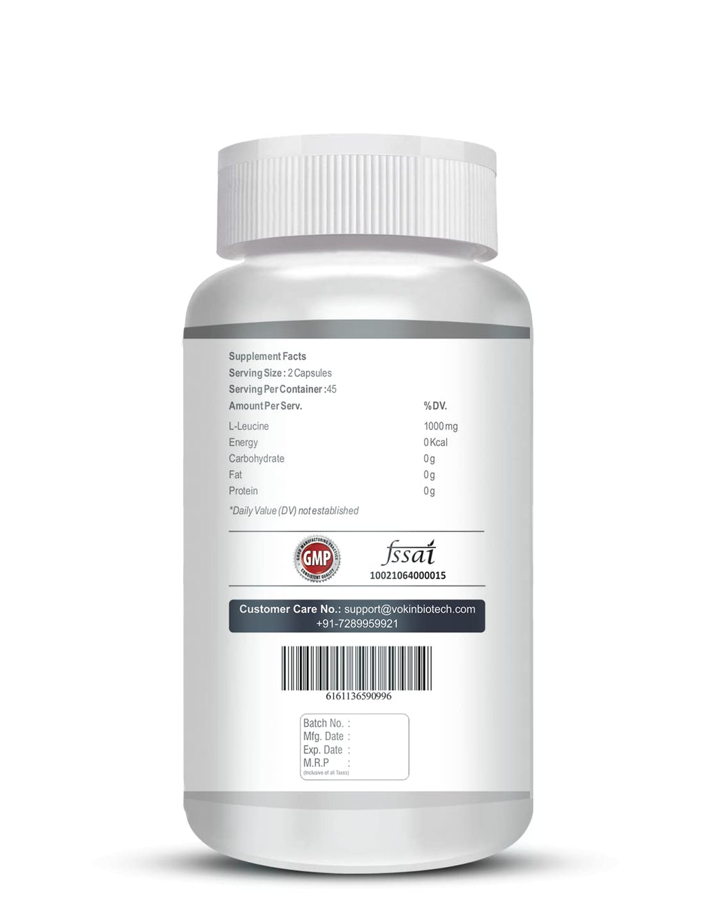 Vokin biotech L- Leucine – Supports muscle Building, Muscle Strengthening – 1000mg
