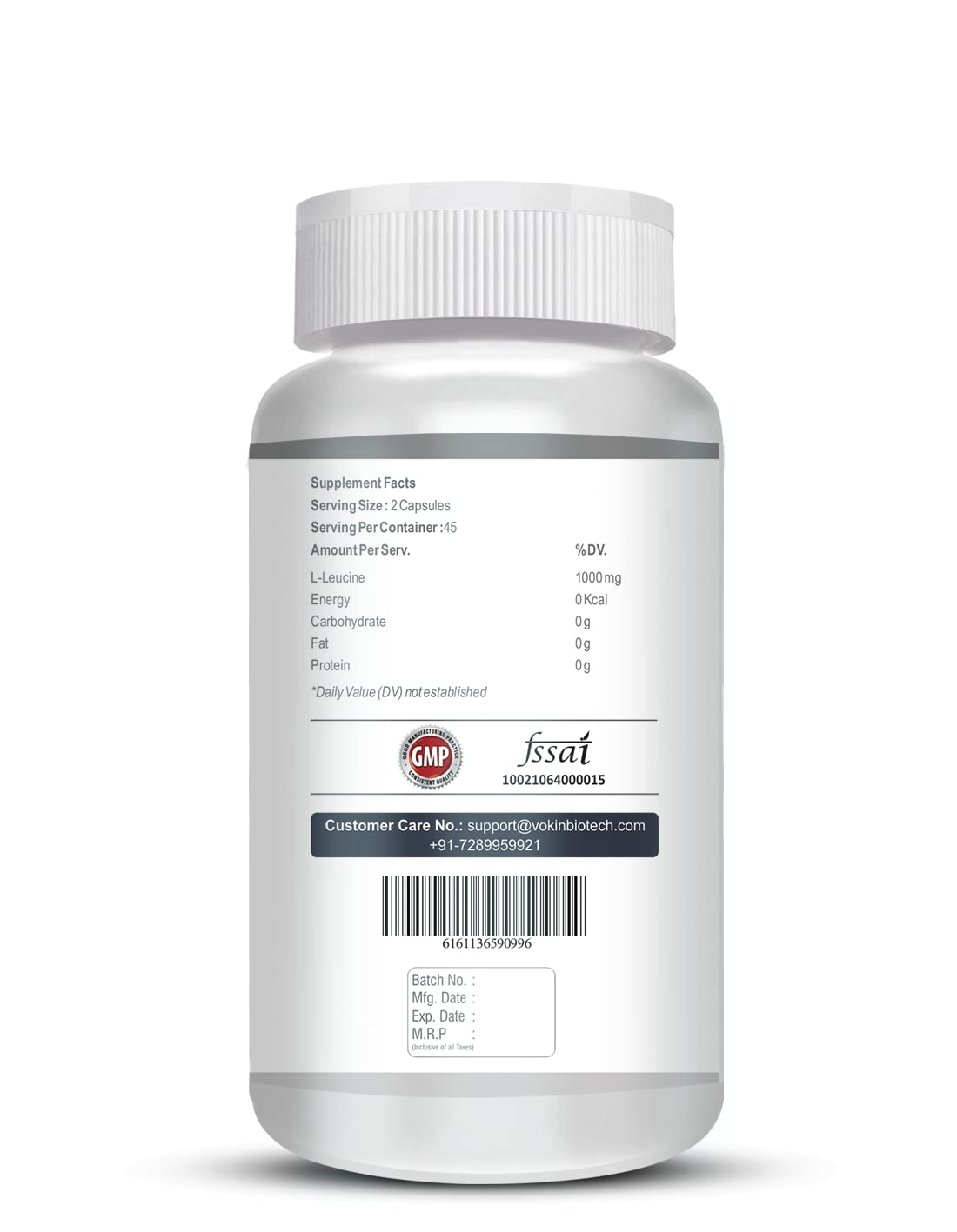 Vokin biotech L- Leucine – Supports muscle Building, Muscle Strengthening – 1000mg