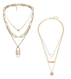 Gold-Toned Alloy Set Of 2 Multi Layer Designer Necklace - The Pari