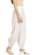 Juniper Women's White Solid Cotton Flex Dhoti Style Pants