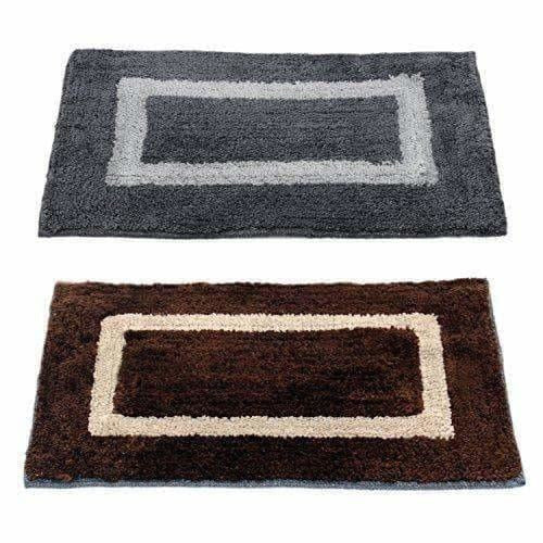 Handicraft Style Eco Series 2 Piece Cotton Blend Door Mat - 16"x24", Grey and Brown