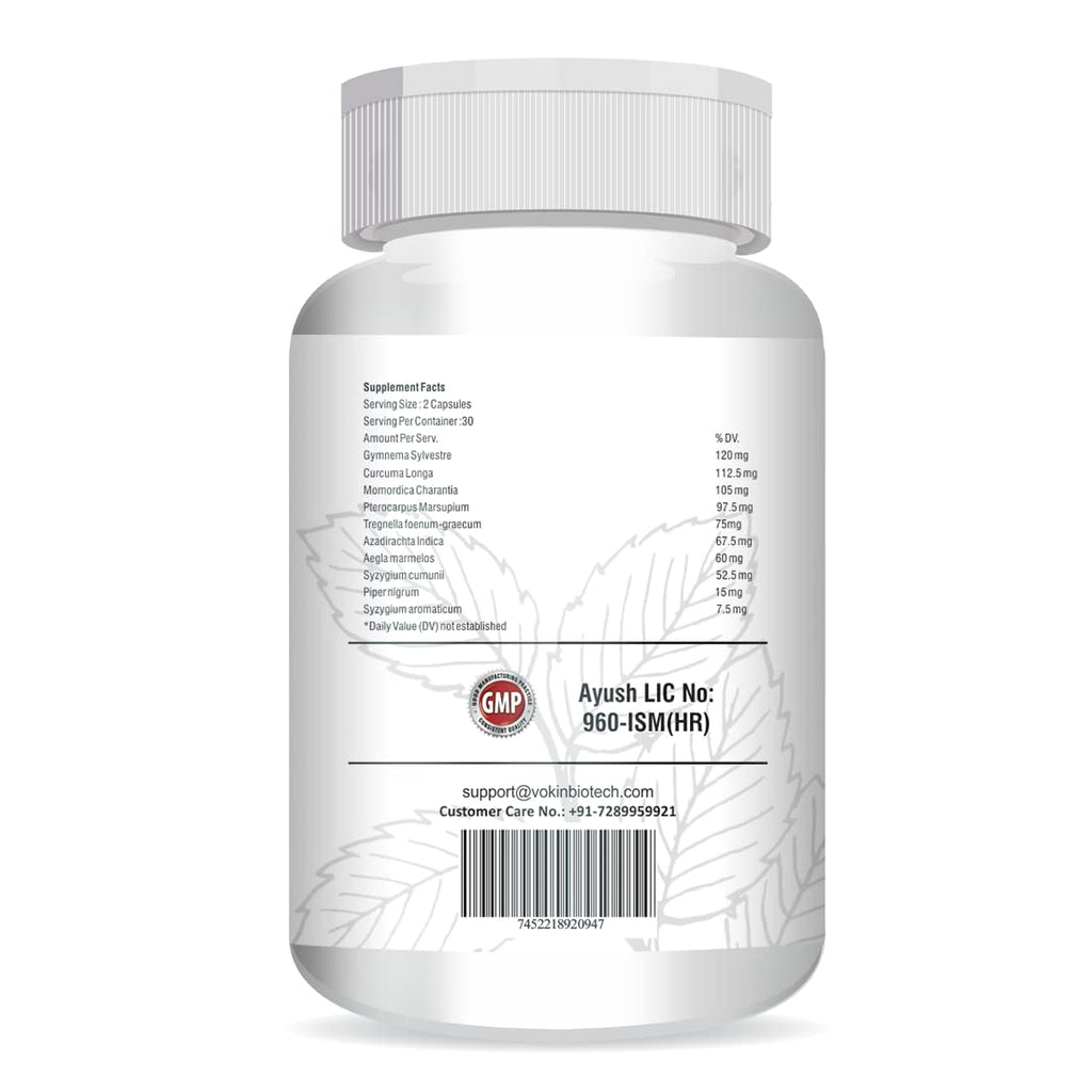 Vokin Biotech Herbal Insulux Gymnema Sylvestre for Diabetes Control 750mg (60 Capsules), 200 grams
