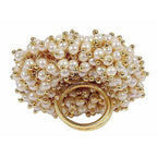 Gold-Polished Pearl Beads Polki Ring