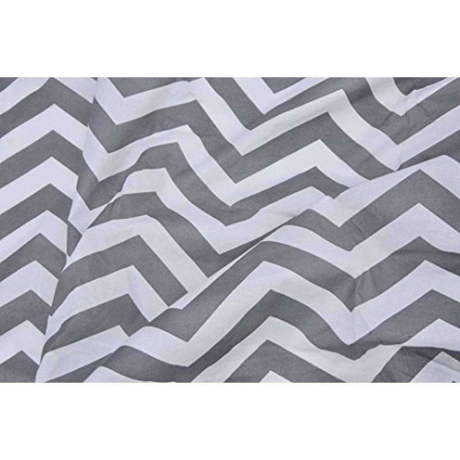 Cotton Double Bedsheet with 2 Pillow Covers - Modern White and Grey - Distacart