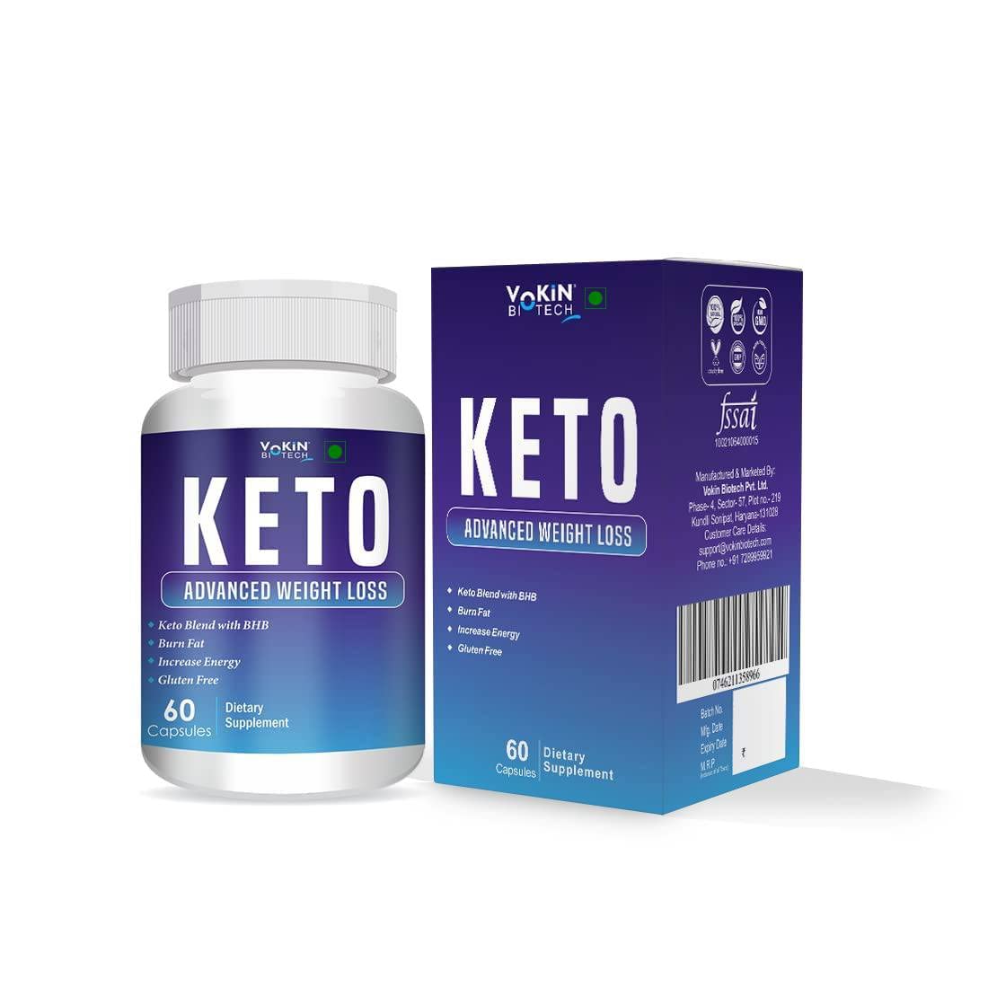 Vokin Biotech Keto Advaced Weight Loss Formula with Green Tea Extract Garcinia Combogia Capsules For Men and Women