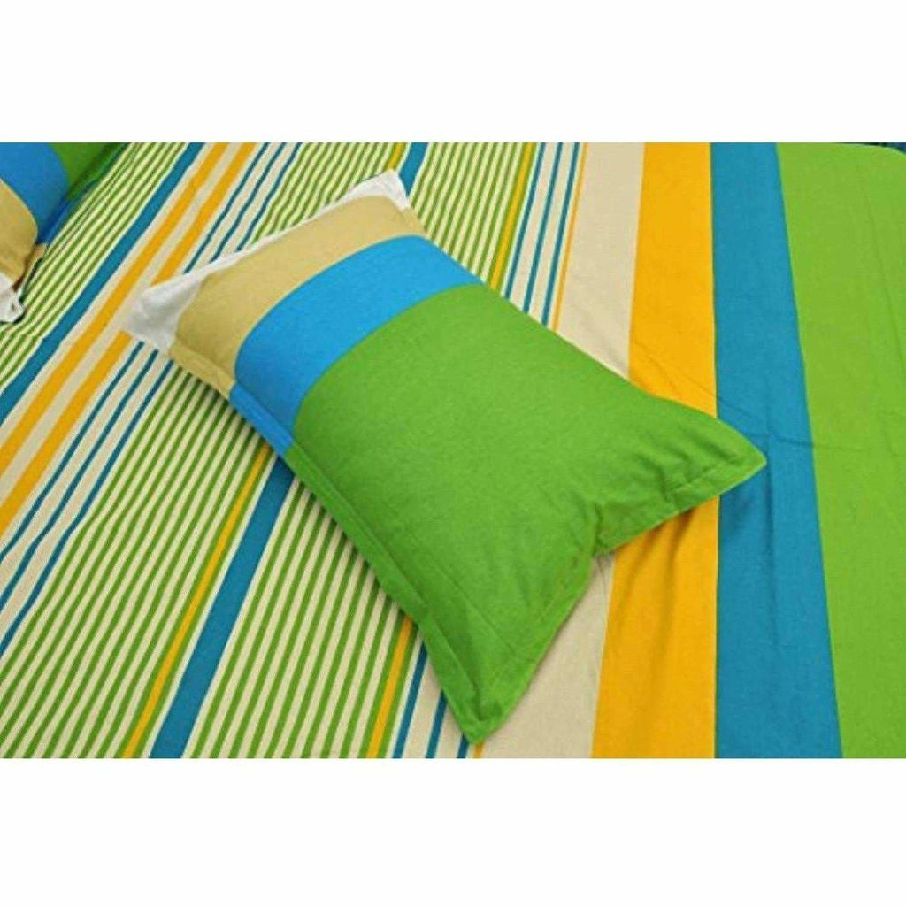Cotton Double Bedsheet with 2 Pillow Covers - Multicolour