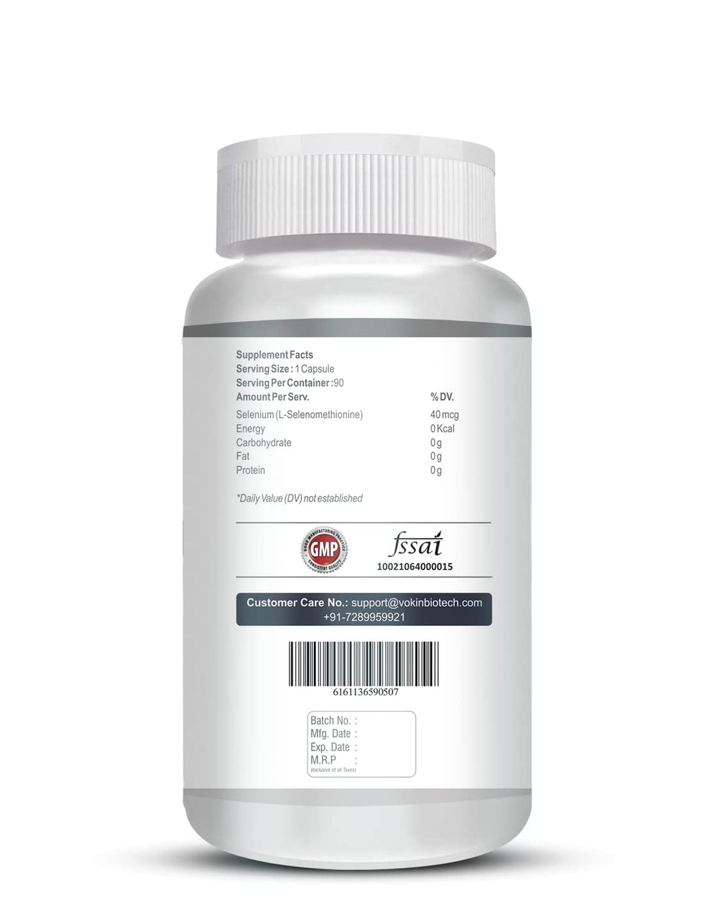 Vokin Biotech Selenium Capsules 40mcg - Superior Absorption - 90 Vegetarian Capsules