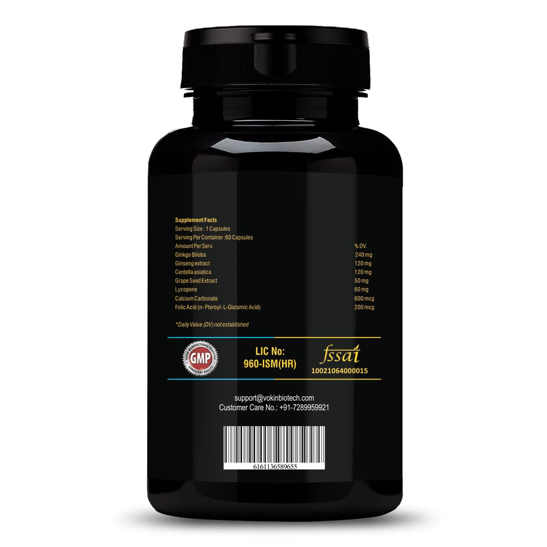 Vokin Biotech Cognitivix -Unique Brain activation Ginkgo Biloba With Ginseng extract Veg capsule